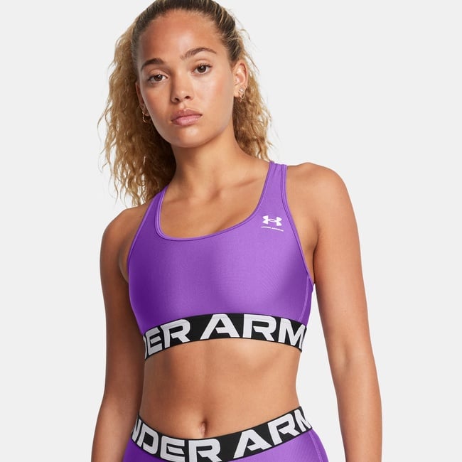  Under Armour Heat Gear Mid Kadın Mor Antrenman Bra