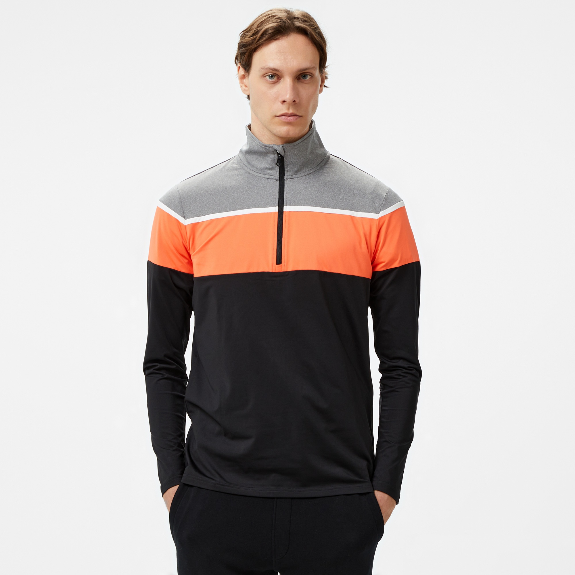 Mc Kinley Diego II Half Zipped Erkek Siyah/Turuncu Üst
