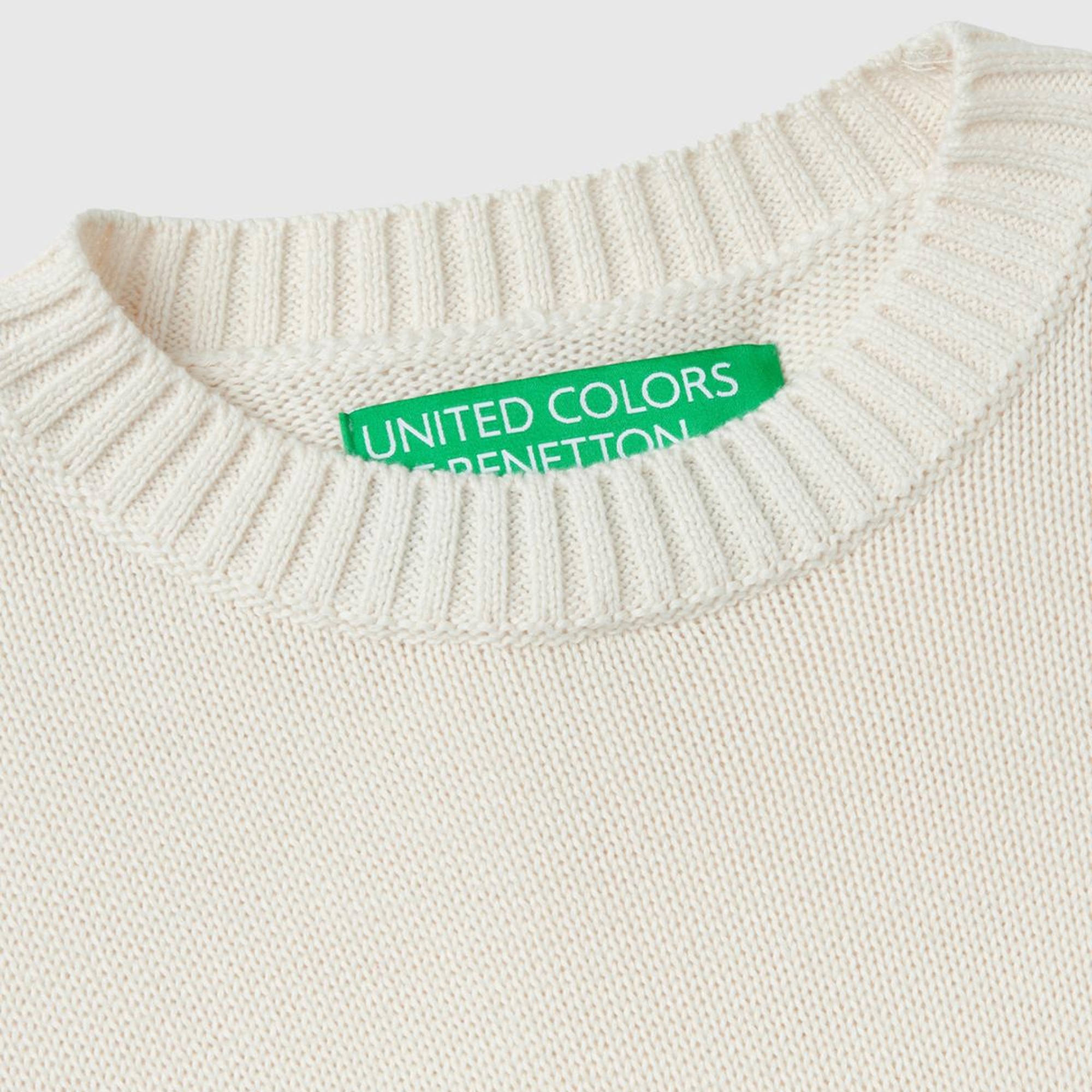 Kadın Krem %100 Pamuk Kontrast At Baskılı Bisiklet Yaka Kazak