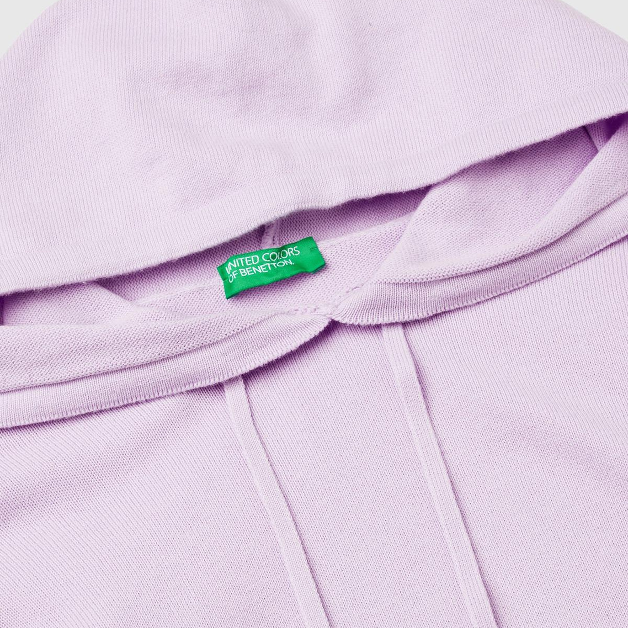 Kadın Lila %100 Pamuk Kapüşonlu Büzgülü Crop Basic Triko Sweatshirt