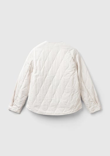  Kadın Krem Fermuarlı Önü Düğmeli Cepli Kapitone Ceket