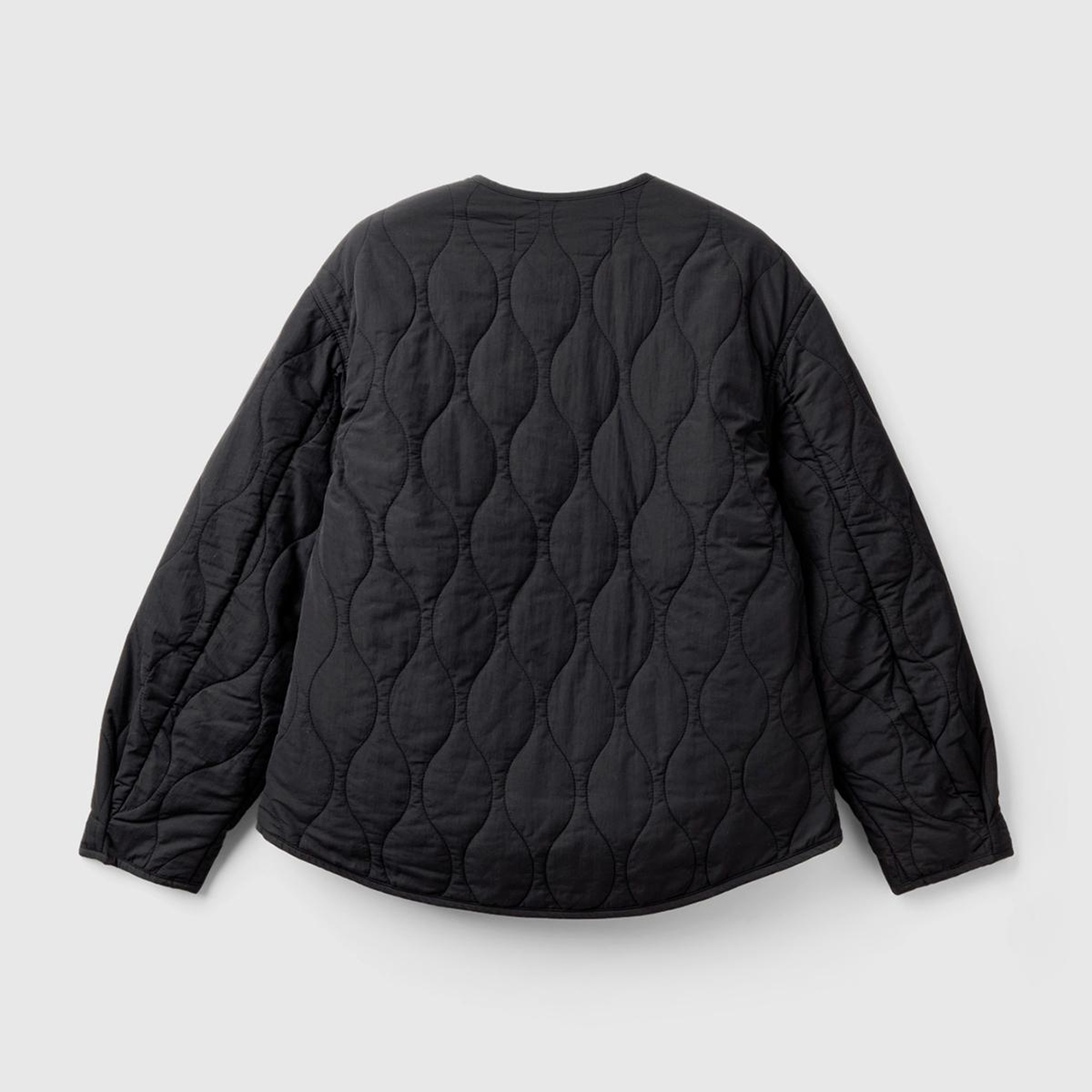 Kadın Siyah Fermuarlı Önü Düğmeli Cepli Kapitone Ceket