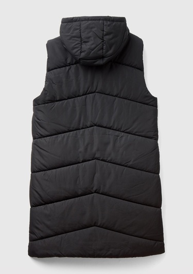  Kadın Siyah Kolsuz Uzun Kapitone Mont