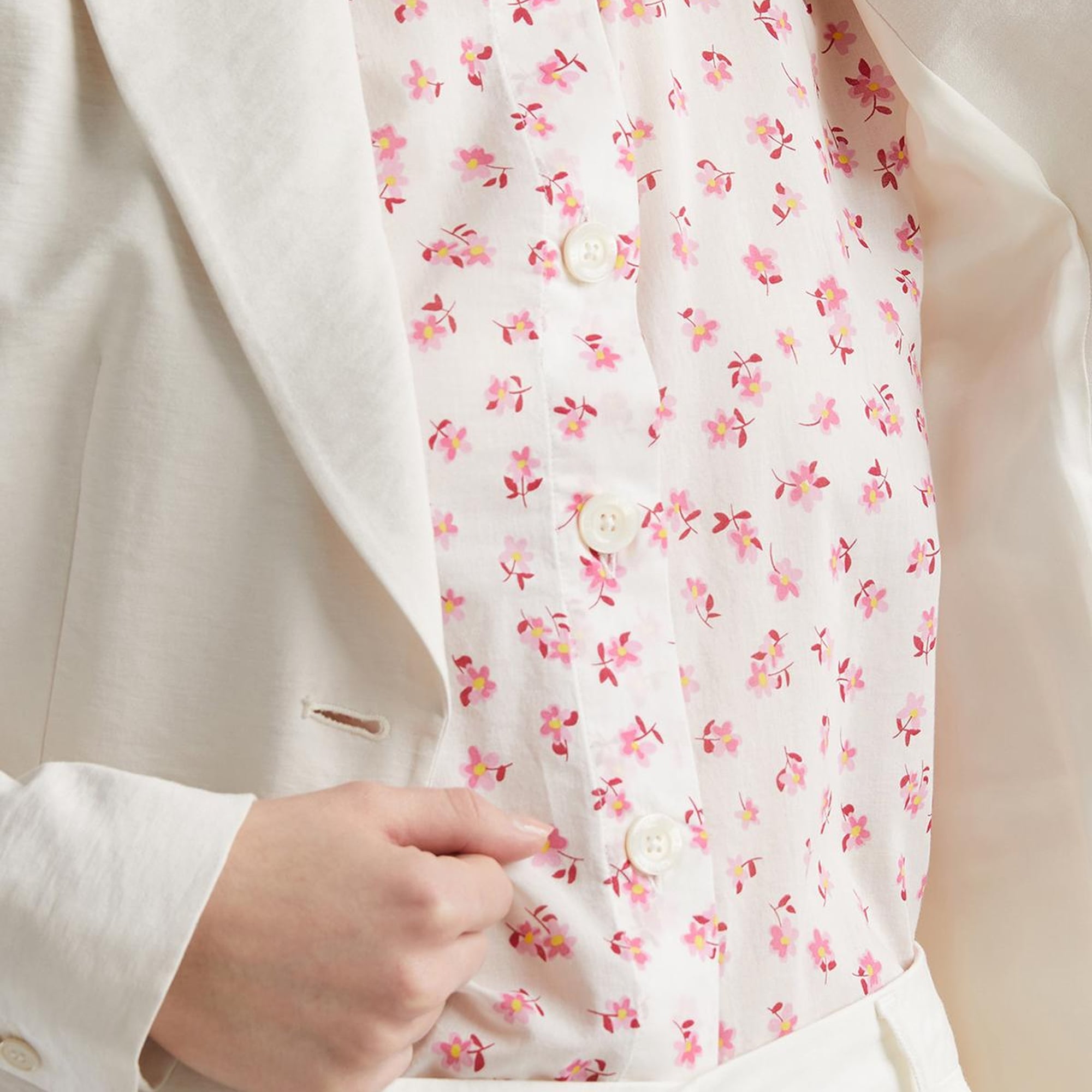 Kadın Krem Viskoz Karışımlı Slim Fit Blazer Ceket