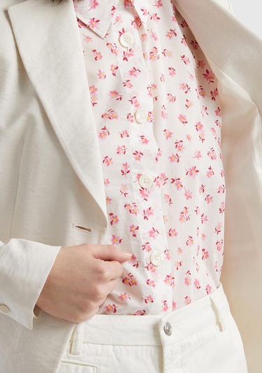  Kadın Krem Viskoz Karışımlı Slim Fit Blazer Ceket