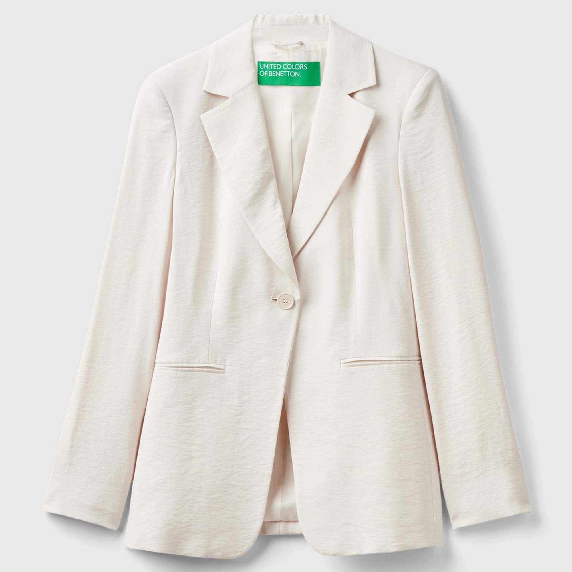 Kadın Krem Viskoz Karışımlı Slim Fit Blazer Ceket