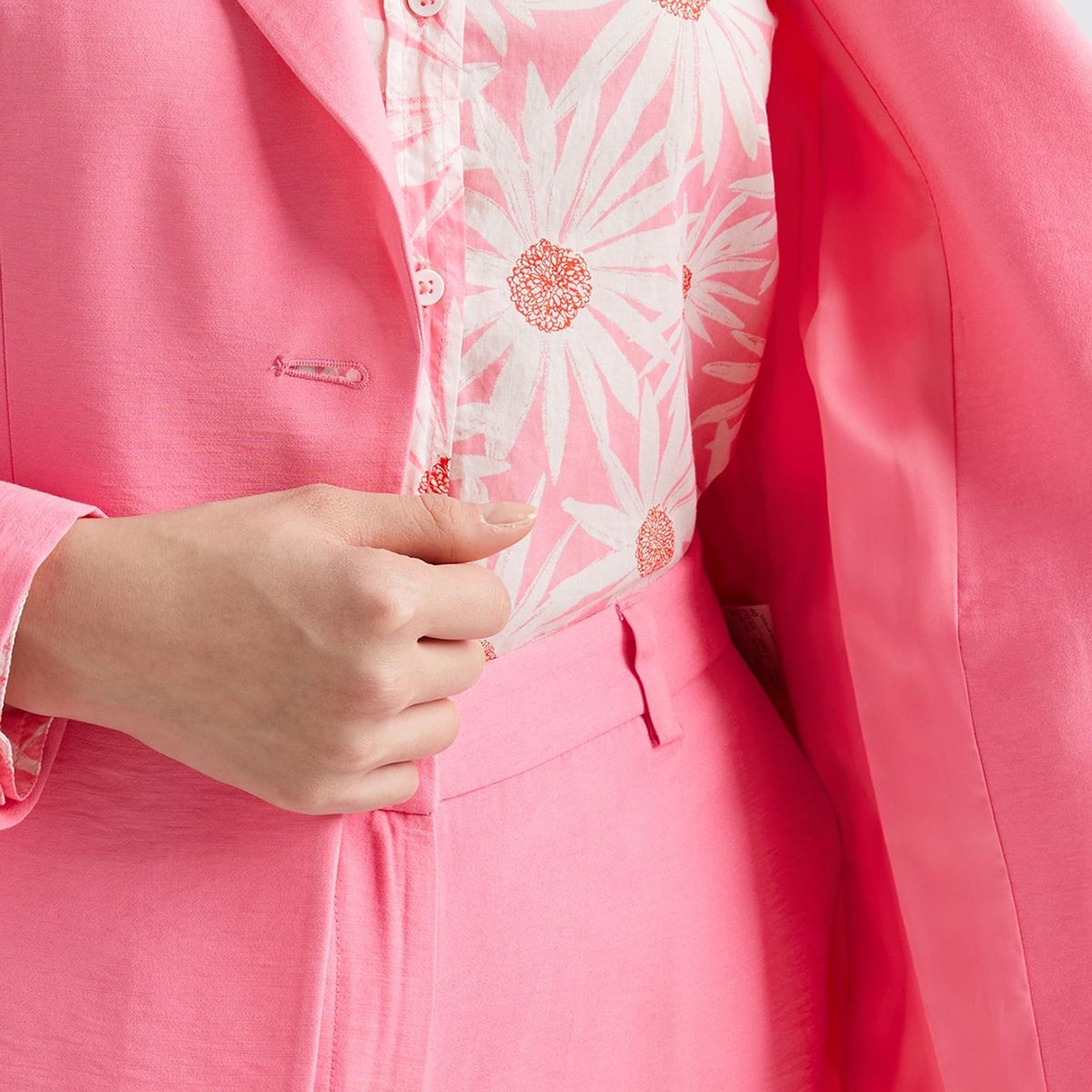 Kadın Açık Pembe Viskoz Karışımlı Slim Fit Blazer Ceket