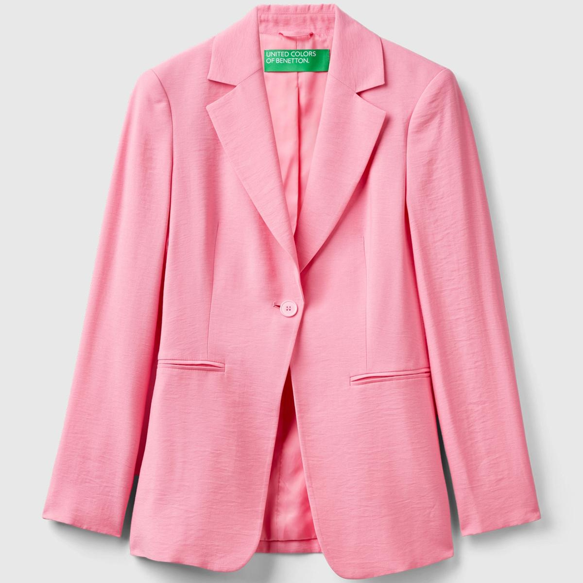 Kadın Açık Pembe Viskoz Karışımlı Slim Fit Blazer Ceket