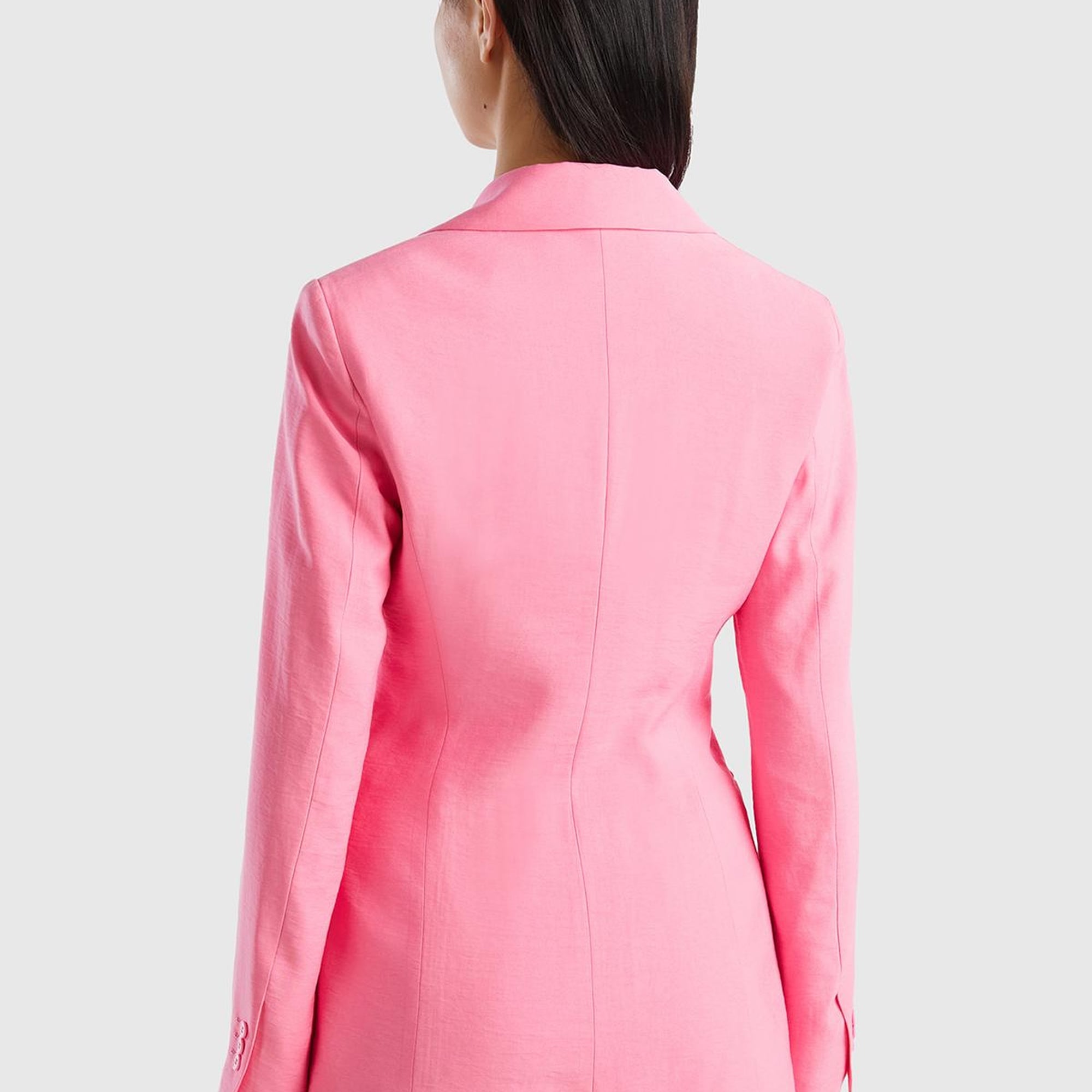 Kadın Açık Pembe Viskoz Karışımlı Slim Fit Blazer Ceket