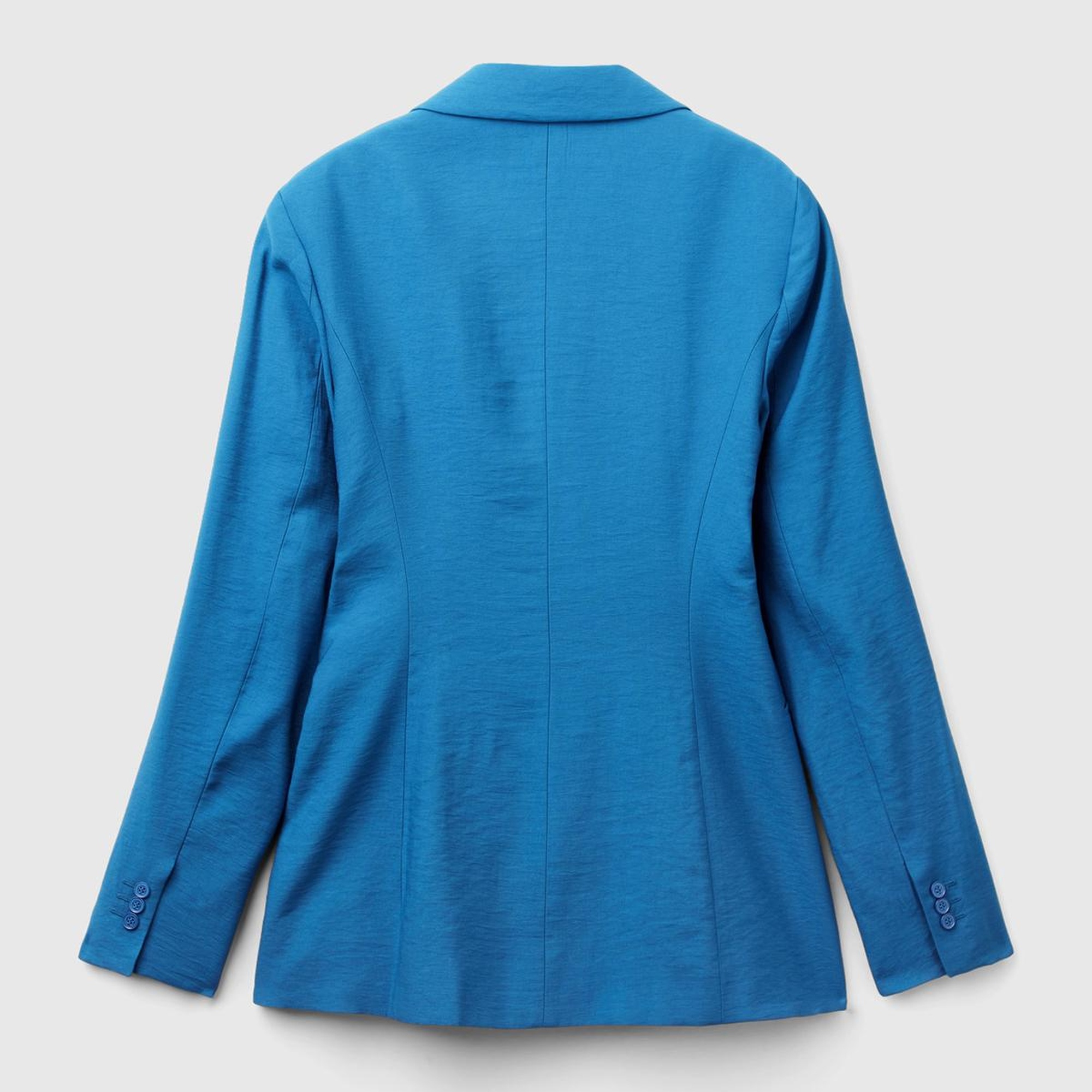 Kadın Koyu Mavi Viskoz Karışımlı Slim Fit Blazer Ceket