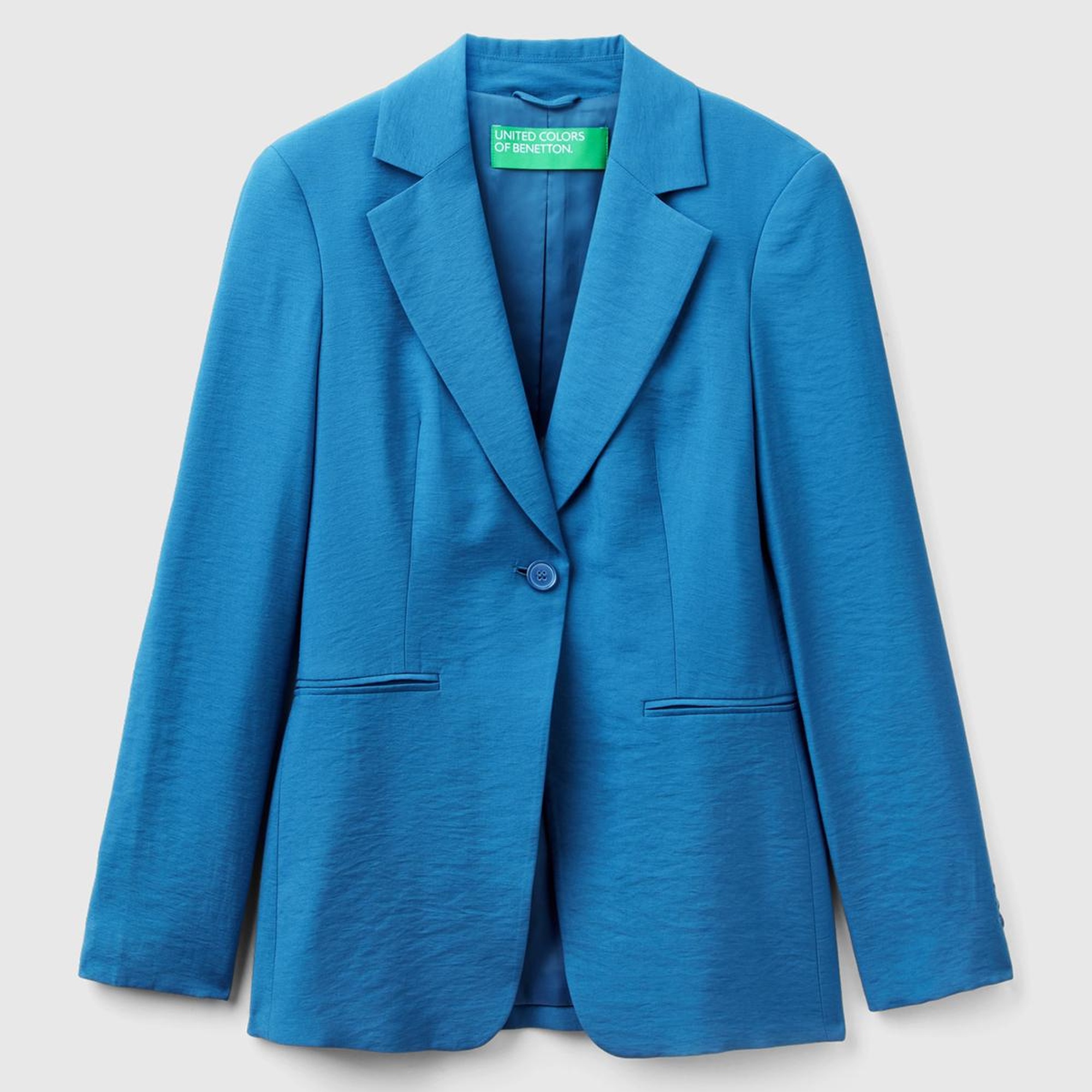 Kadın Koyu Mavi Viskoz Karışımlı Slim Fit Blazer Ceket