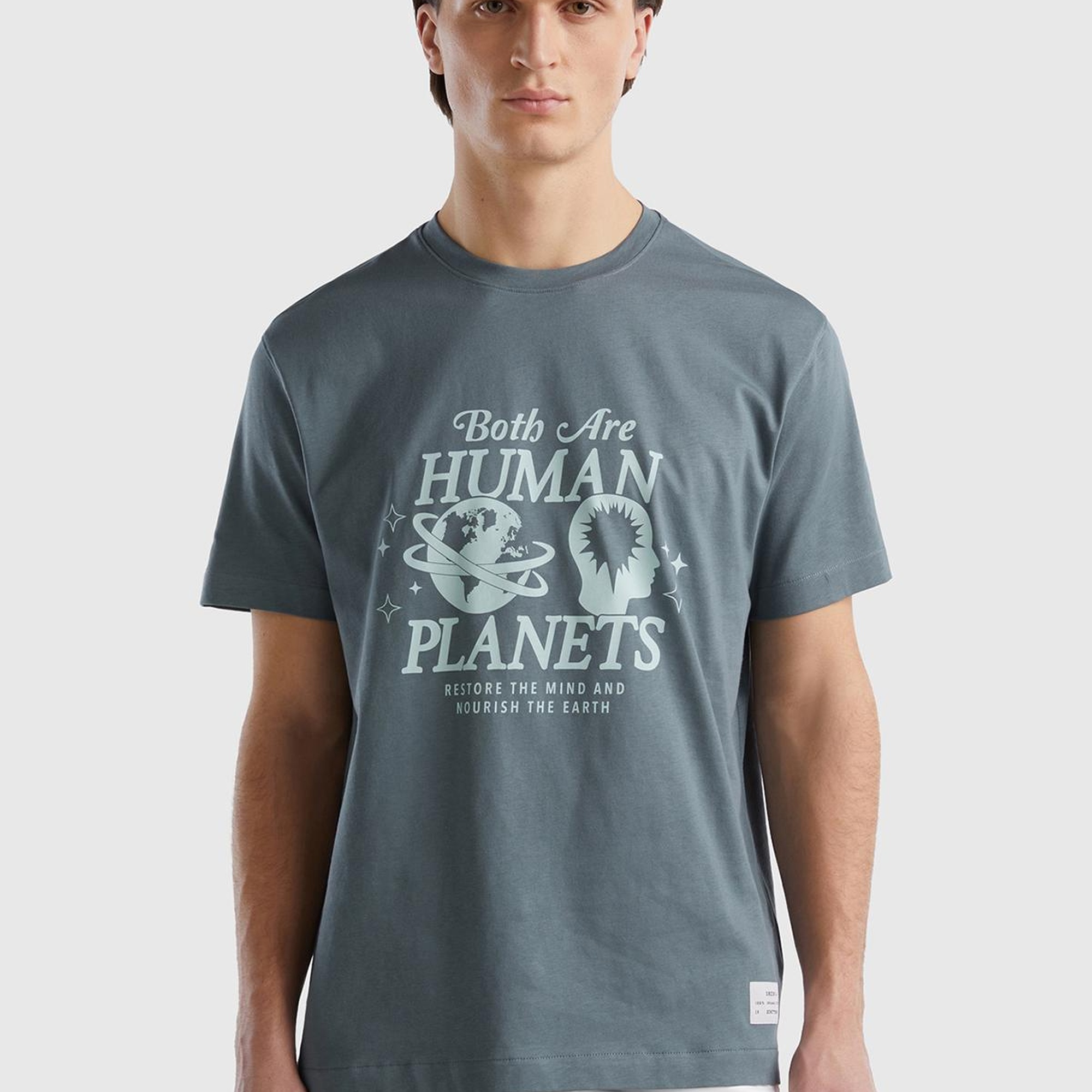 Erkek Füme %100 Organik Koton Baskılı T-Shirt