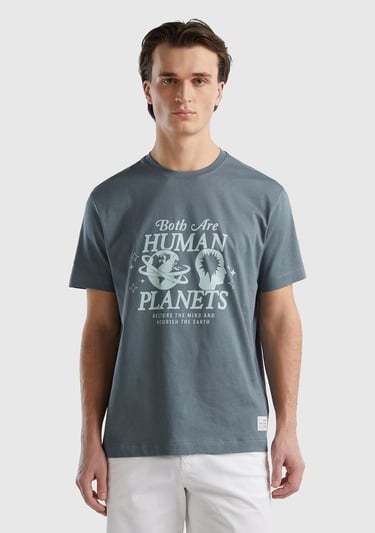  Erkek Füme %100 Organik Koton Baskılı T-Shirt