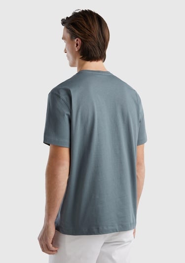  Erkek Füme %100 Organik Koton Baskılı T-Shirt