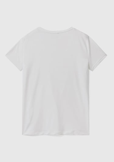  Kadın Beyaz %100 Liyosel V Yaka T-Shirt