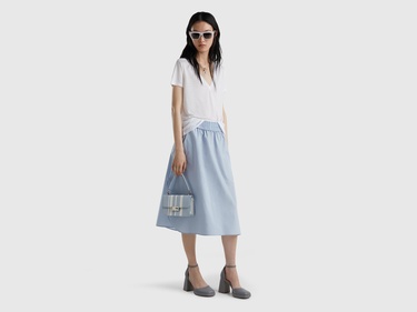  Kadın Beyaz %100 Liyosel V Yaka T-Shirt