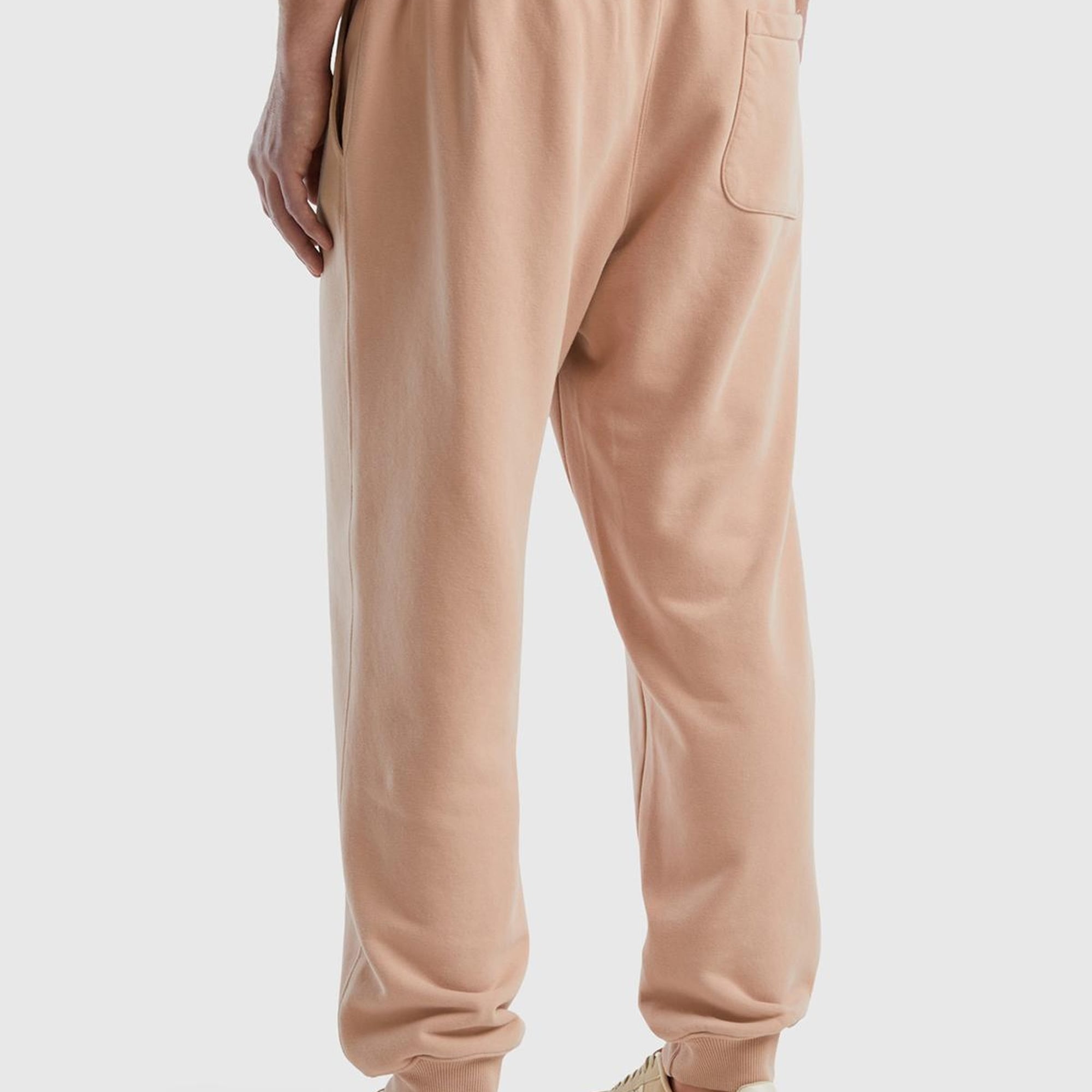 Erkek Pudra Pamuk Karışımlı Beli ve Paçası Büzgülü Eşofman Altı