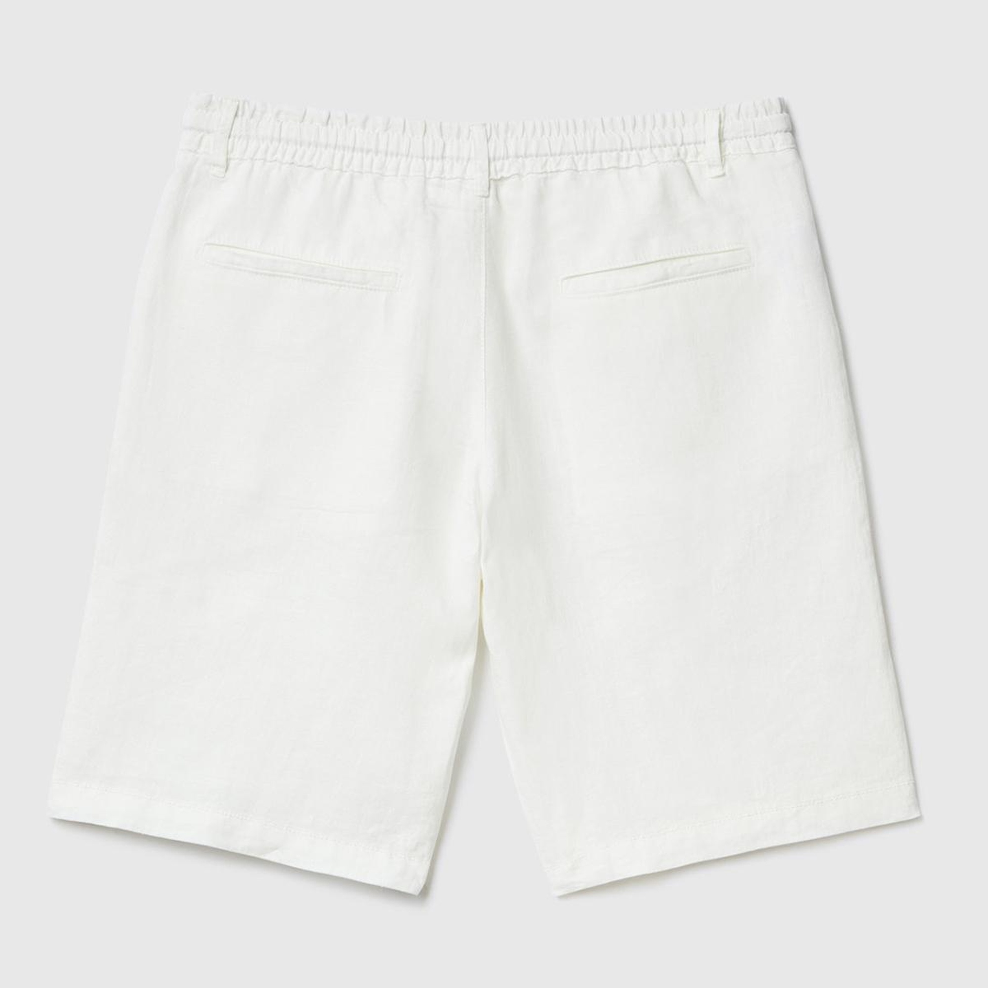 Erkek Krem Bağcıklı Keten Bermuda