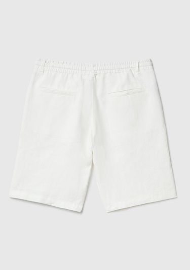  Erkek Krem Bağcıklı Keten Bermuda