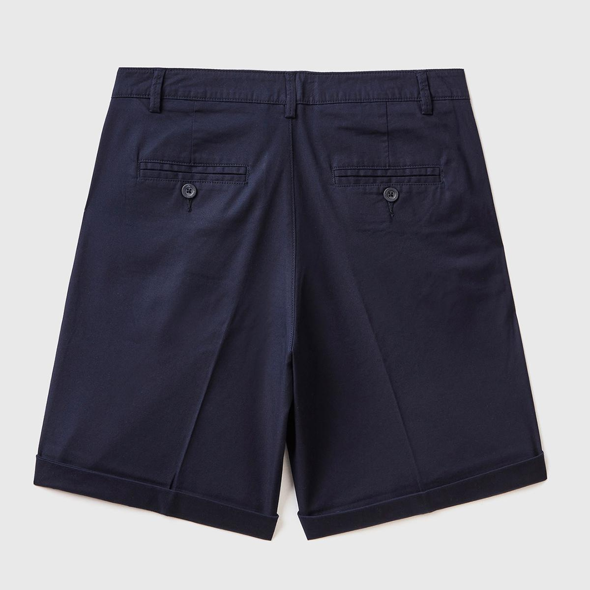 Kadın Koyu Lacivert %100 Koton Chino Bermuda