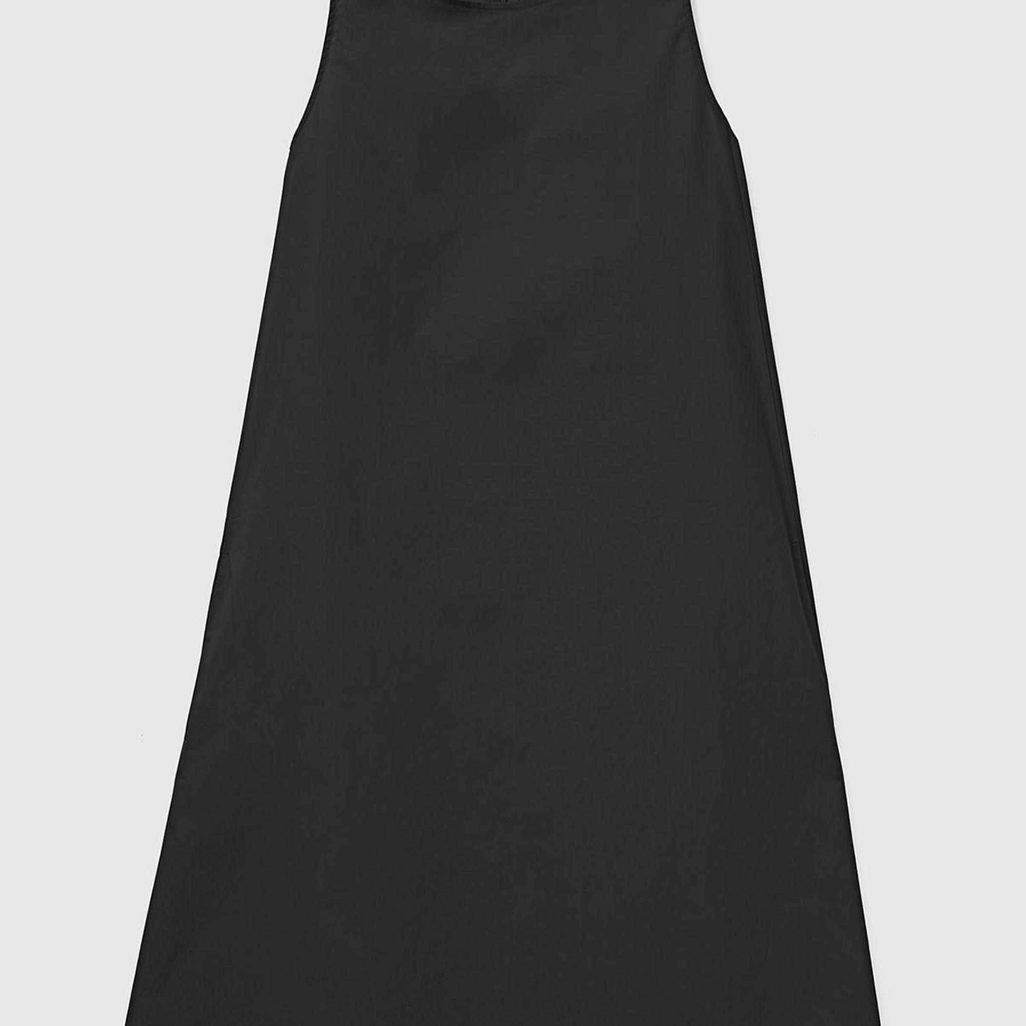 Kadın Siyah %100 Koton Kolsuz Midi Boy Elbise