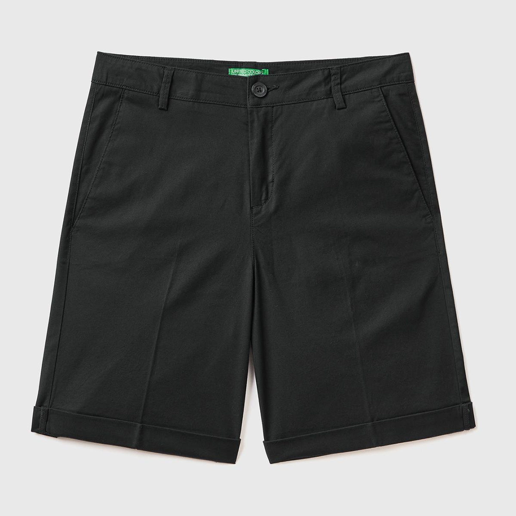 Kadın Siyah %100 Koton Chino Bermuda