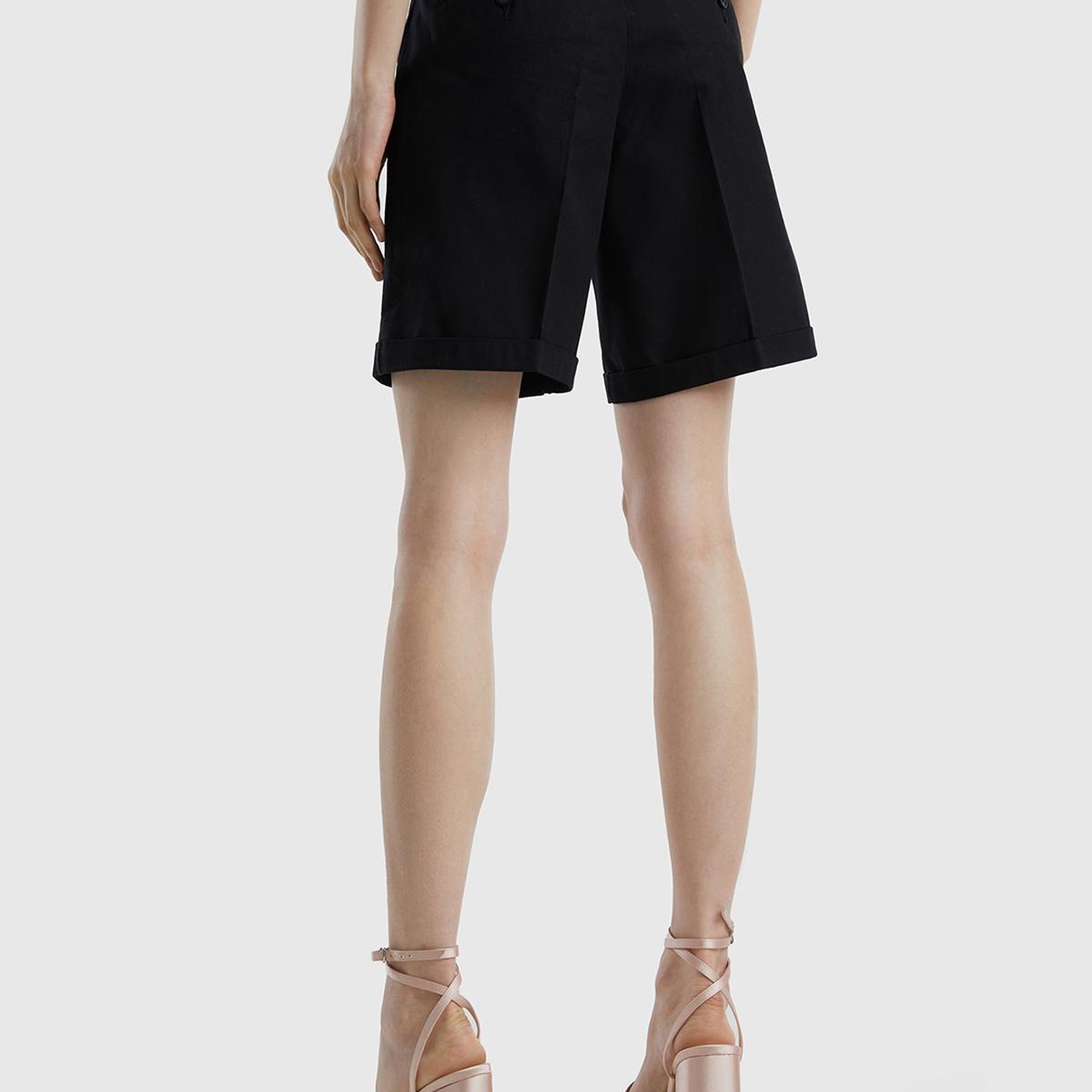 Kadın Siyah %100 Koton Chino Bermuda