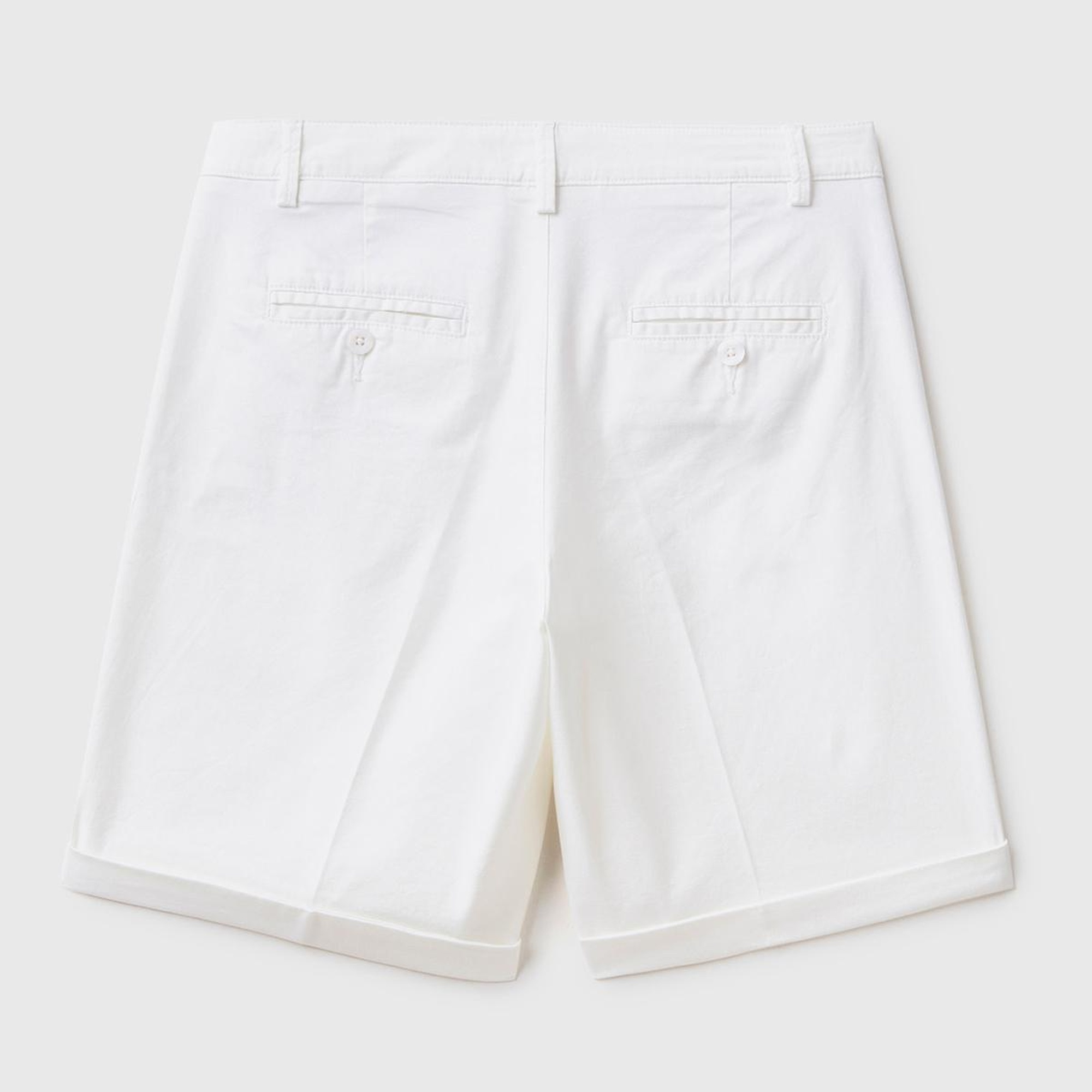 Kadın Beyaz %100 Koton Chino Bermuda