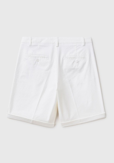  Kadın Beyaz %100 Koton Chino Bermuda