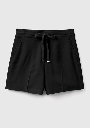  Kadın Siyah %100 Liyosel Beli İpli Şort