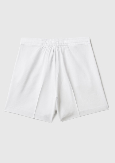  Kadın Beyaz %100 Liyosel Beli İpli Şort