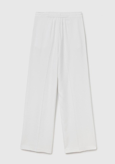  Kadın Beyaz %100 Liyosel Önü Pileli Beli İpli ve Düğmeli Pantolon