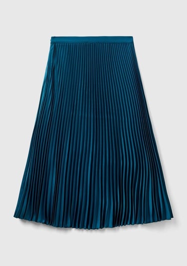  Kadın Petrol Mavisi Rahat Kesim Uzun Etek