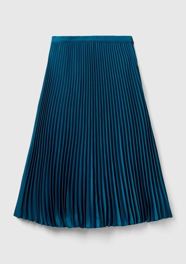  Kadın Petrol Mavisi Rahat Kesim Uzun Etek