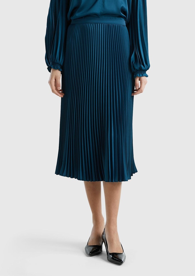  Kadın Petrol Mavisi Rahat Kesim Uzun Etek