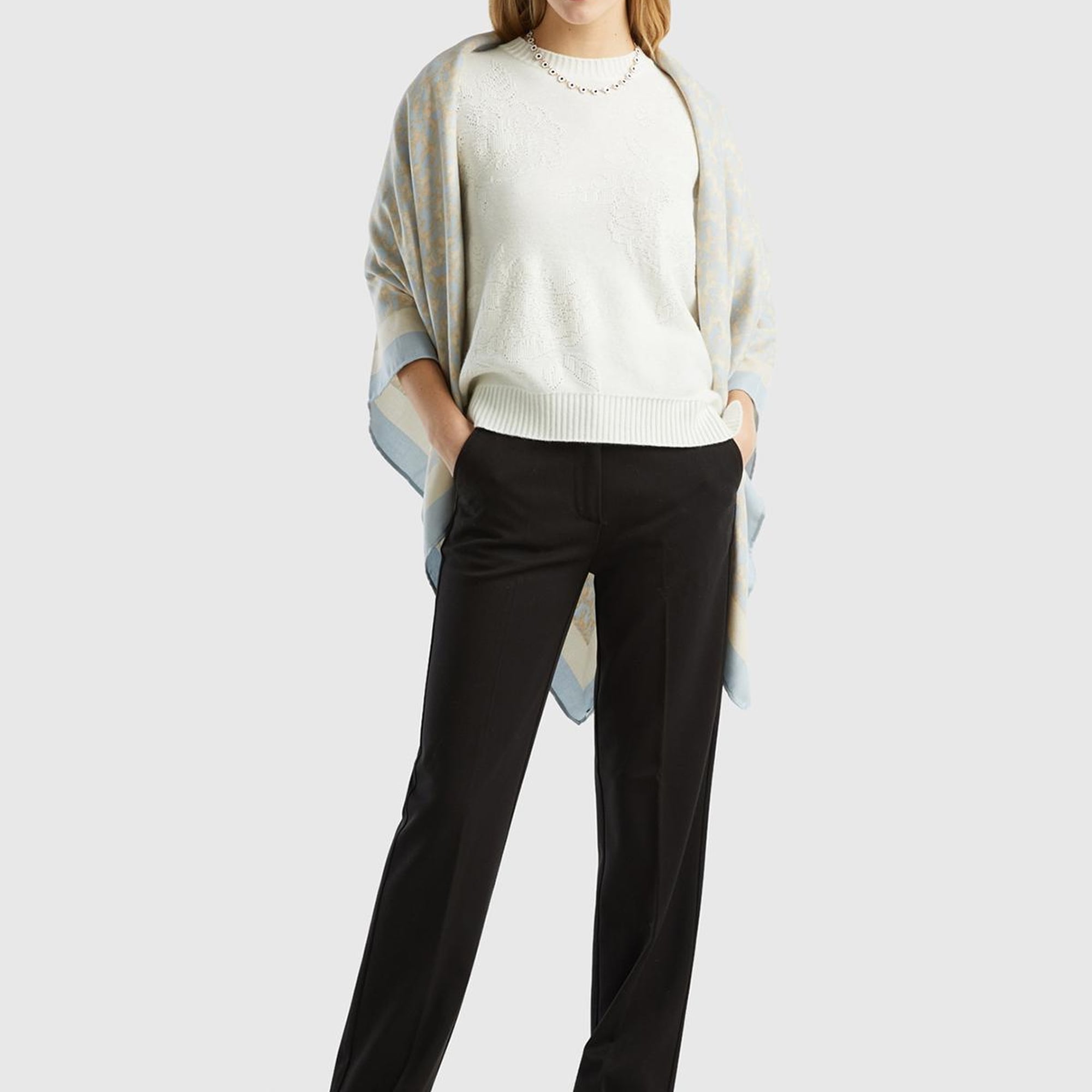 Kadın Siyah Viskoz Karışımlı Beli Kalın Bantlı Cepli Pantolon