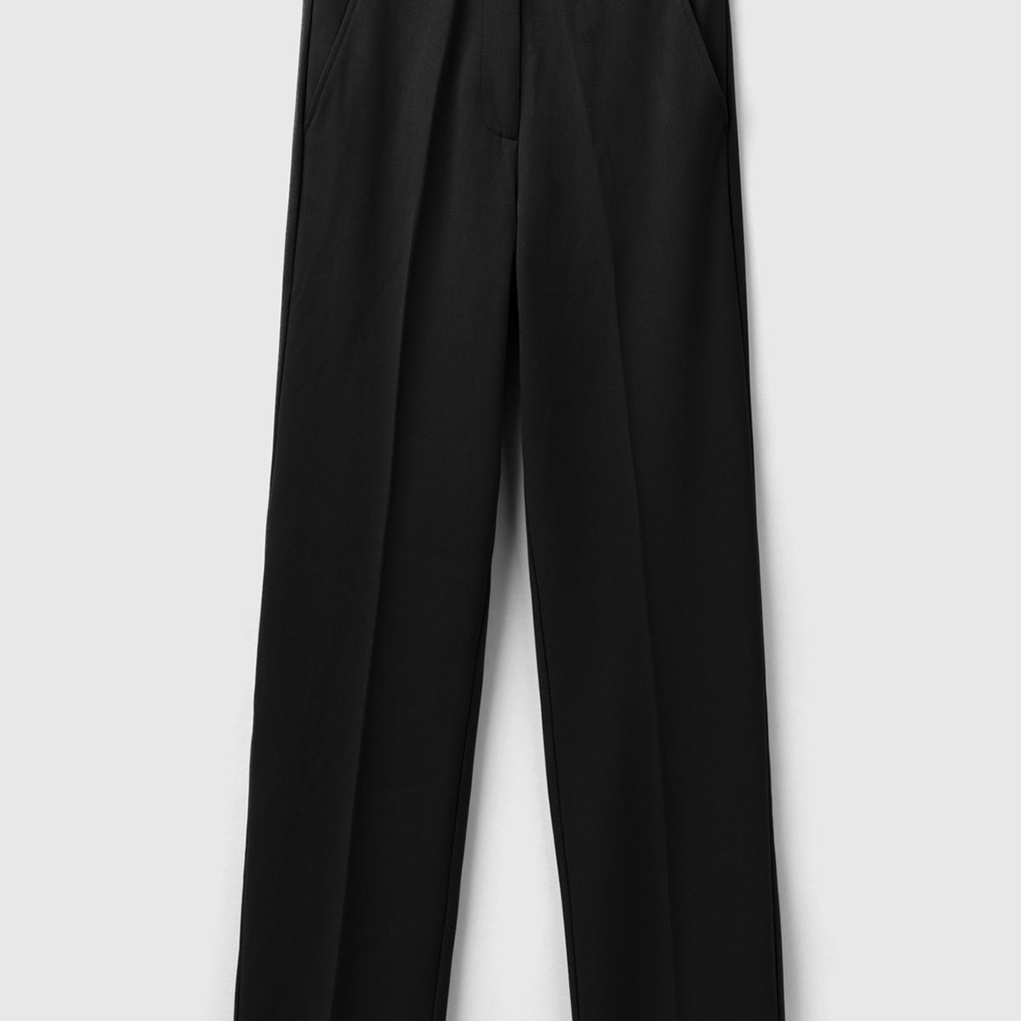 Kadın Siyah Viskoz Karışımlı Beli Kalın Bantlı Cepli Pantolon