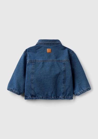  Bebek Mavi Arkası Logo Detaylı Cepli Düğmeli Denim Ceket