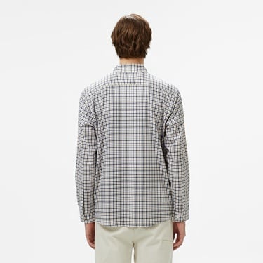  Erkek Regular Fit Düğmeli Yaka Kareli Kahverengi Gömlek