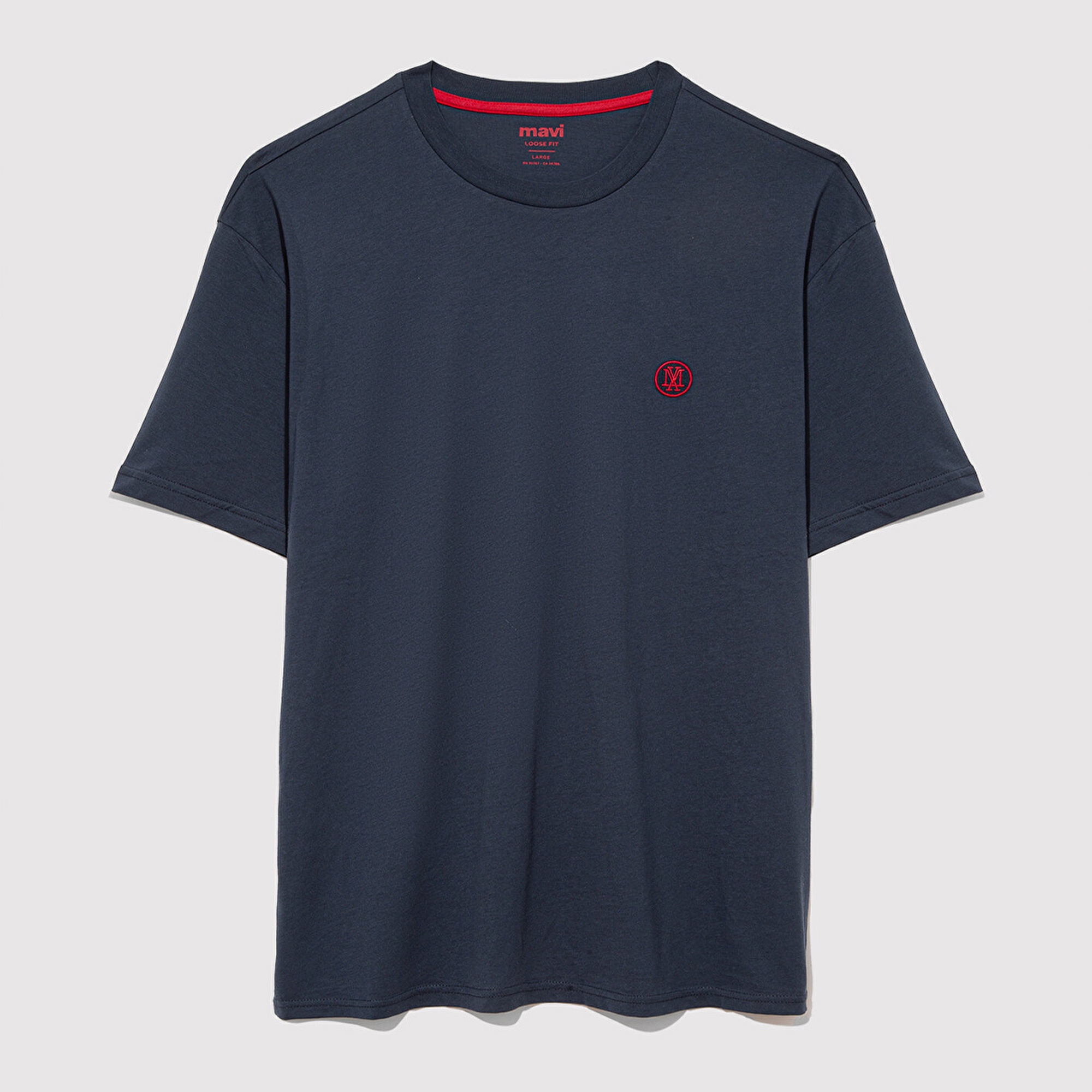 Mavi 2li Mavi Mühür Logo Nakışlı Erkek Tişört Loose Fit / Bol Rahat Kesim 0612545-620