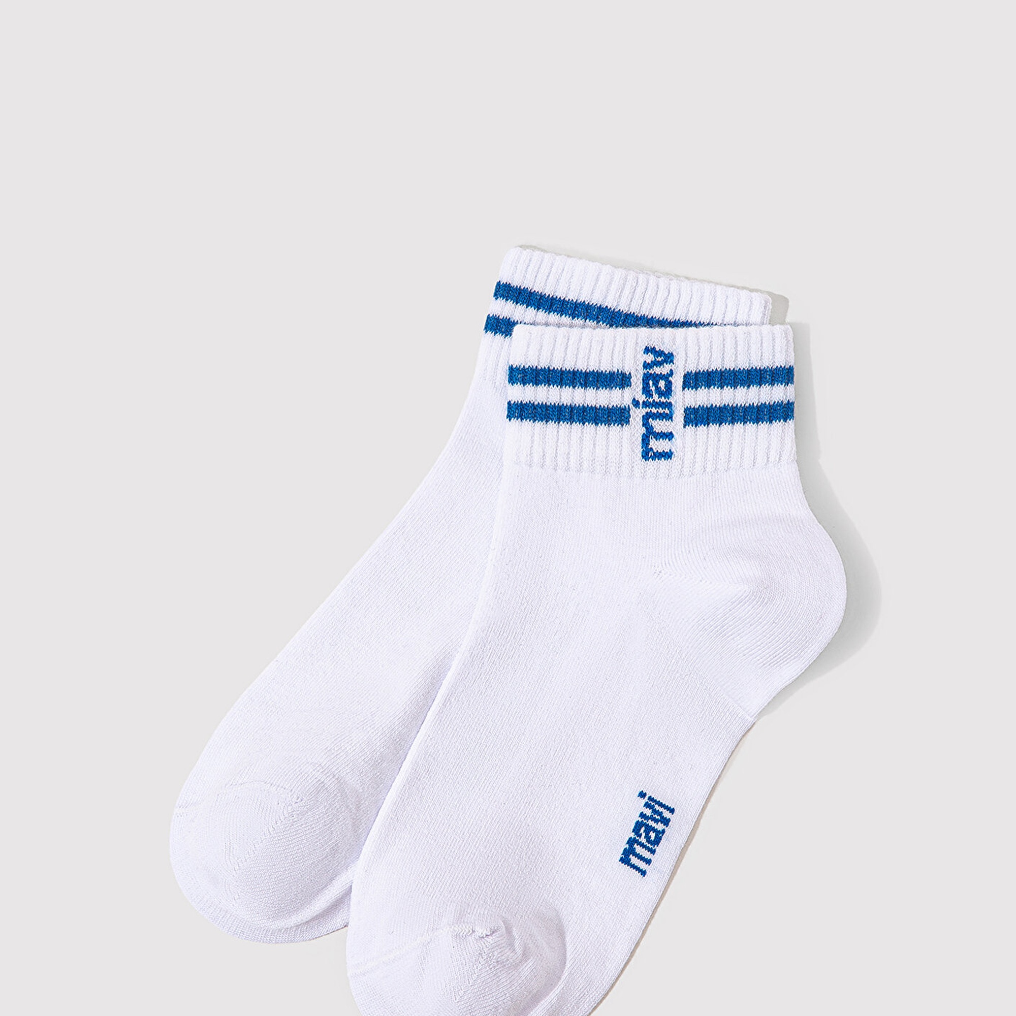 Mavi Miav Baskılı Beyaz Patik Çorap 1913289-620
