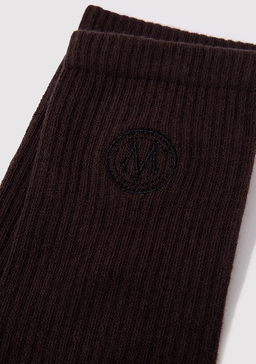  Mavi Mühür Logo Baskılı Kahverengi Soket Çorap 0911756-70246