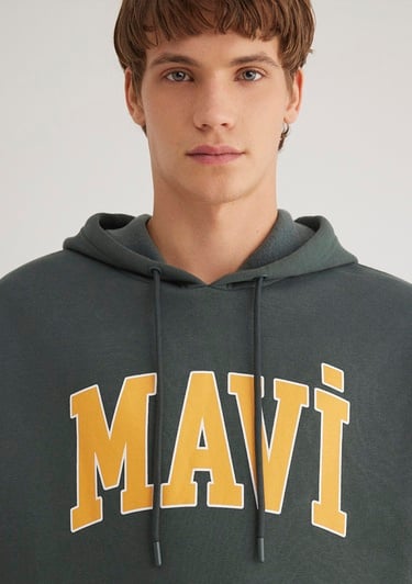  Mavi Mavi Logo Baskılı Kapüşonlu Yeşil Sweatshirt 067149-71598