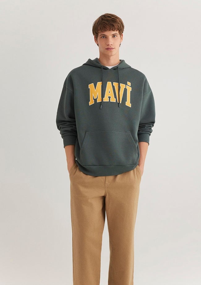  Mavi Mavi Logo Baskılı Kapüşonlu Yeşil Sweatshirt 067149-71598
