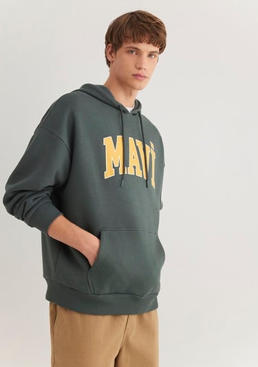  Mavi Mavi Logo Baskılı Kapüşonlu Yeşil Sweatshirt 067149-71598