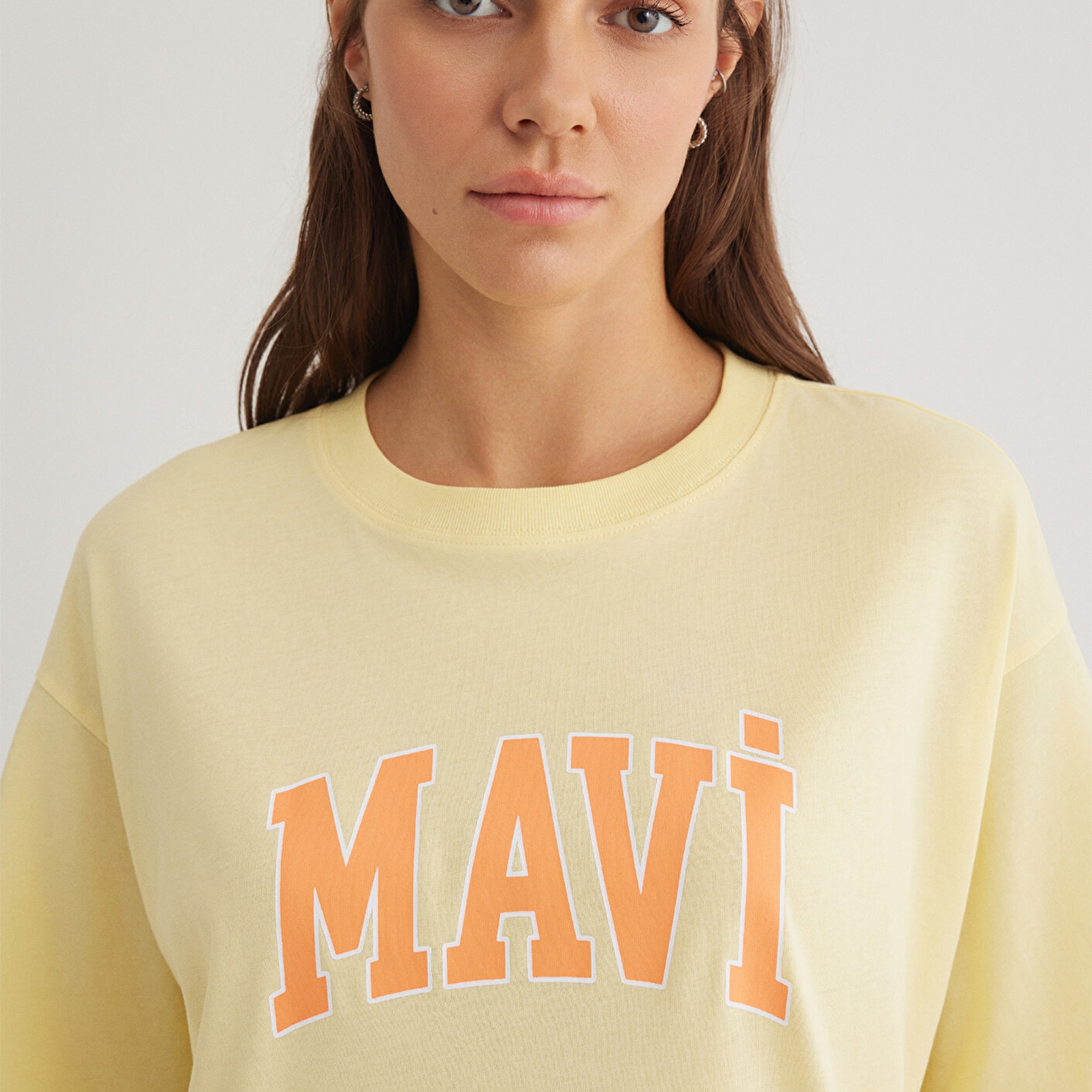 Mavi Mavi Logo Baskılı Sarı Tişört Oversize / Geniş Kesim 1600843-71315