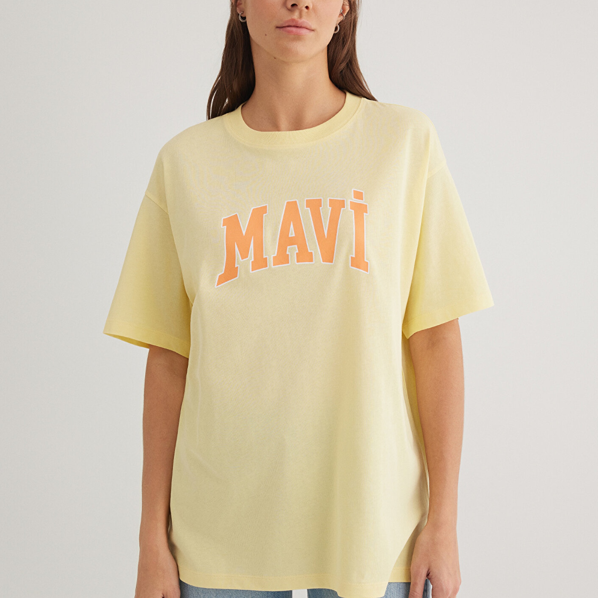 Mavi Mavi Logo Baskılı Sarı Tişört Oversize / Geniş Kesim 1600843-71315