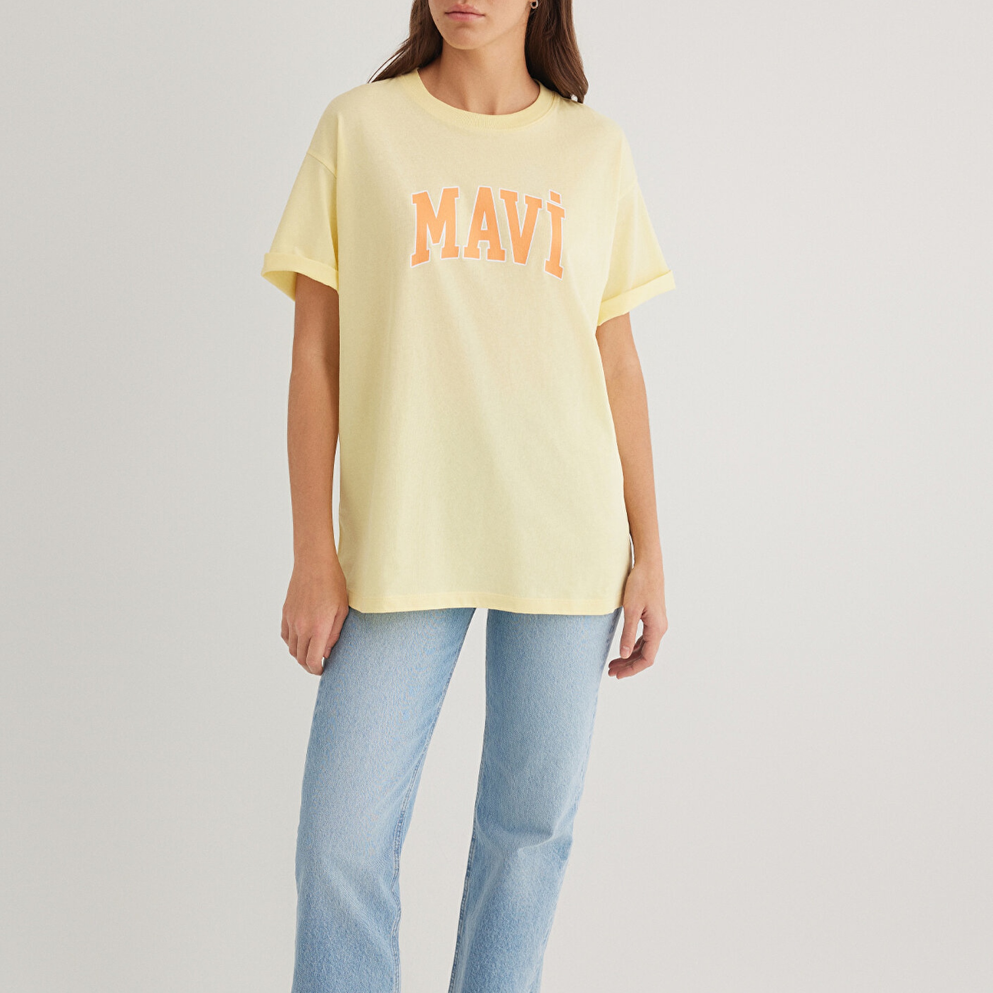 Mavi Mavi Logo Baskılı Sarı Tişört Oversize / Geniş Kesim 1600843-71315