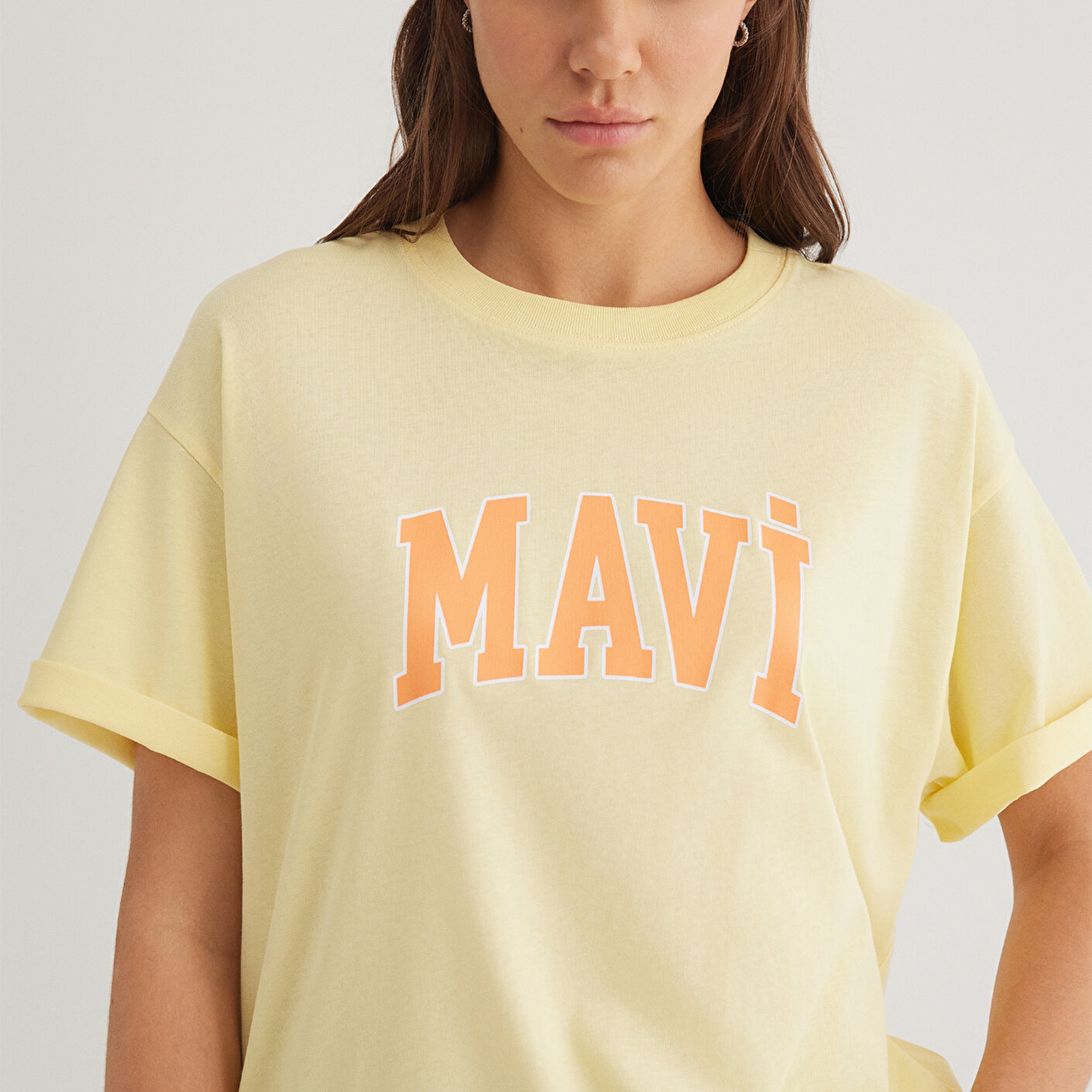 Mavi Mavi Logo Baskılı Sarı Tişört Oversize / Geniş Kesim 1600843-71315