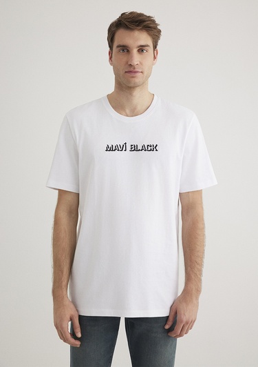  Mavi Mavi Black Baskılı Beyaz Tişört Regular Fit / Normal Kesim 0612527-620